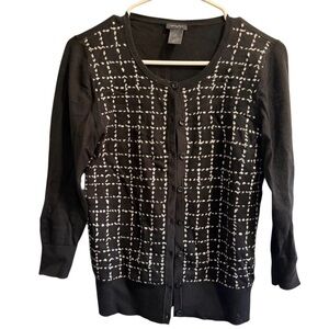 Ann Taylor Store  Black and White Knit Cardigan size xs